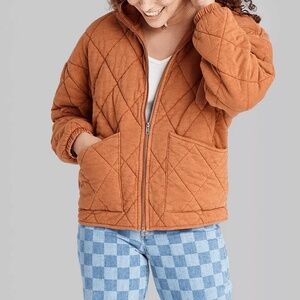 Target Wild Fable Rust Orange Quilted Bomber - L